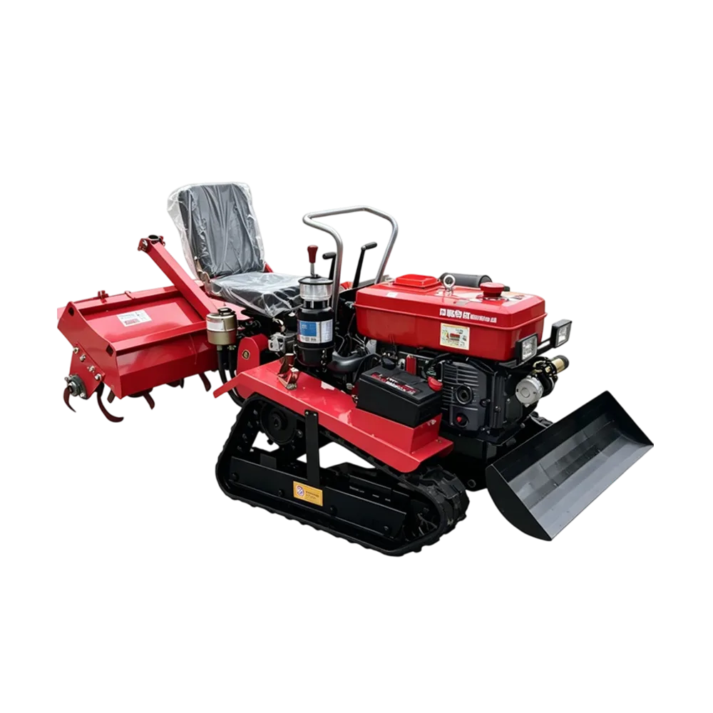 25 HP Compact Tracked Ride-On Rotary Tiller for Orchard Cultivation and Farm Soil Preparation