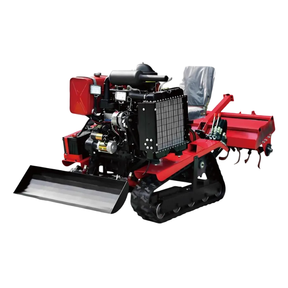 50 HP Compact Tracked Ride-On Rotary Tiller for Orchard Cultivation and Farm Soil Preparation