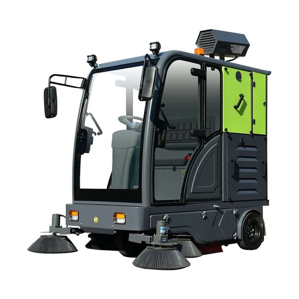 Enclosed Floor Sweeper Cleaning Machine with Battery Operated High Pressure Fog Cannon Large Dust Bin for Factory Plant