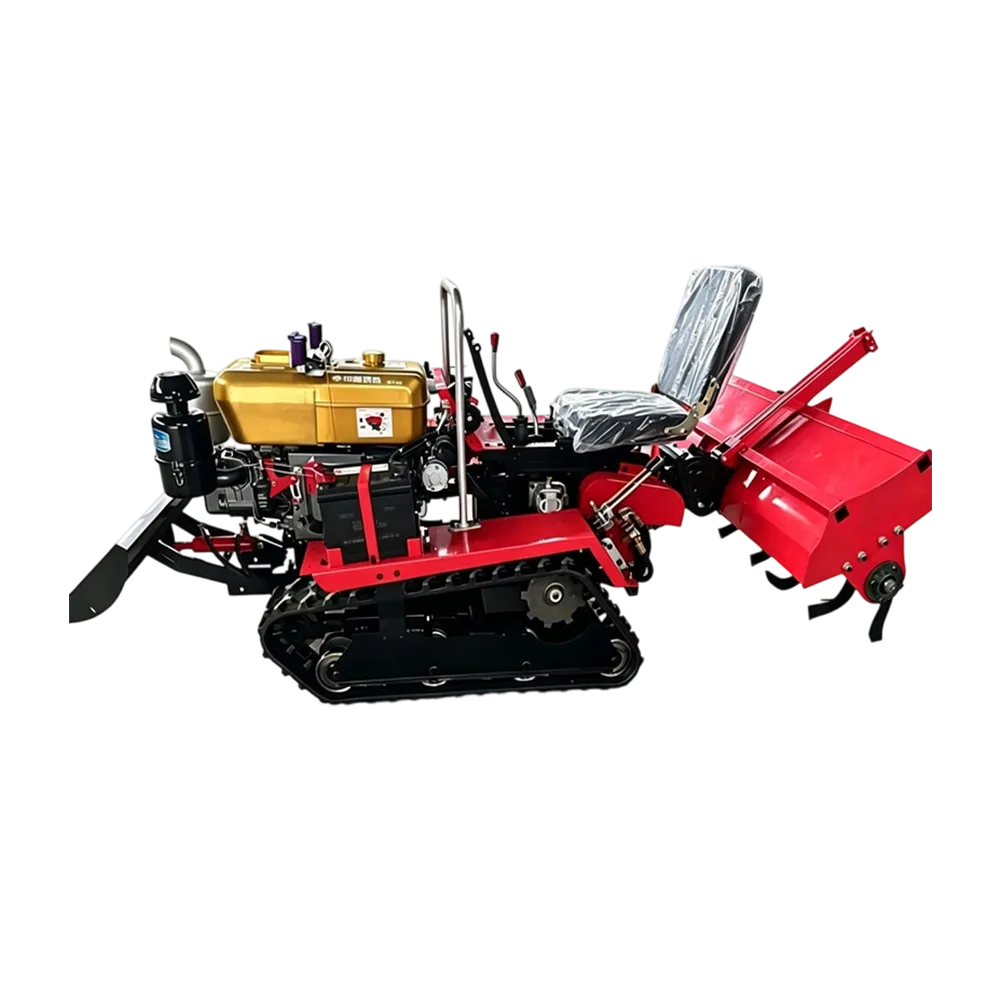 35 HP Compact Tracked Ride-On Rotary Tiller for Orchard Cultivation and Farm Soil Preparation